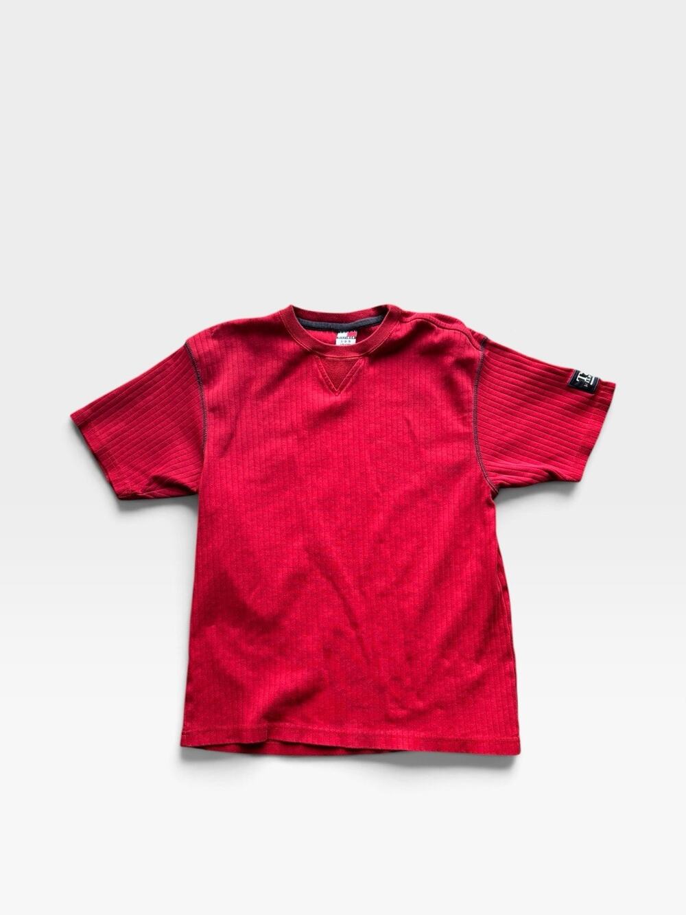 Vintage Tommy Hilfiger Unisex L Red Solid Crew Neck Short Sleeve Logo Tee
